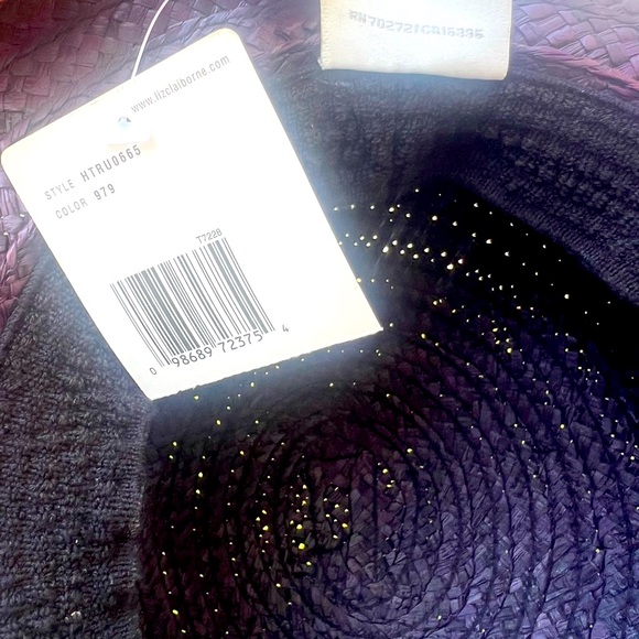 LIZ Claiborne Purple Straw Weaved Hat comfort Band Feature Made in China NWT - Picture 12 of 12